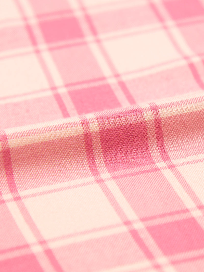 Soft Brushed Woven Pajama Bottoms - Pink Check Anjos & Lourenco