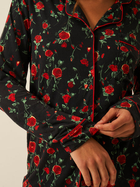 Long Pajama Set - RIXO Claudia Rose Black