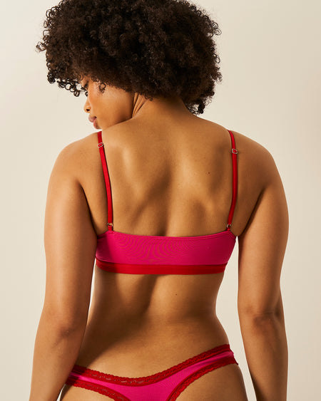 Lace Square Bra - Raspberry and Scarlet Charming Garment Enterprises Co