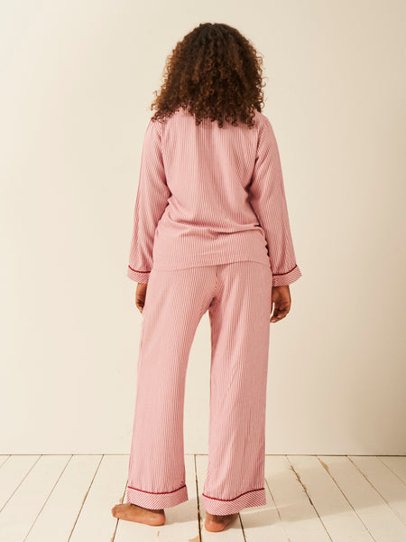 Soft Brushed Woven Pajama Bottoms - Red Stripe Anjos & Lourenco