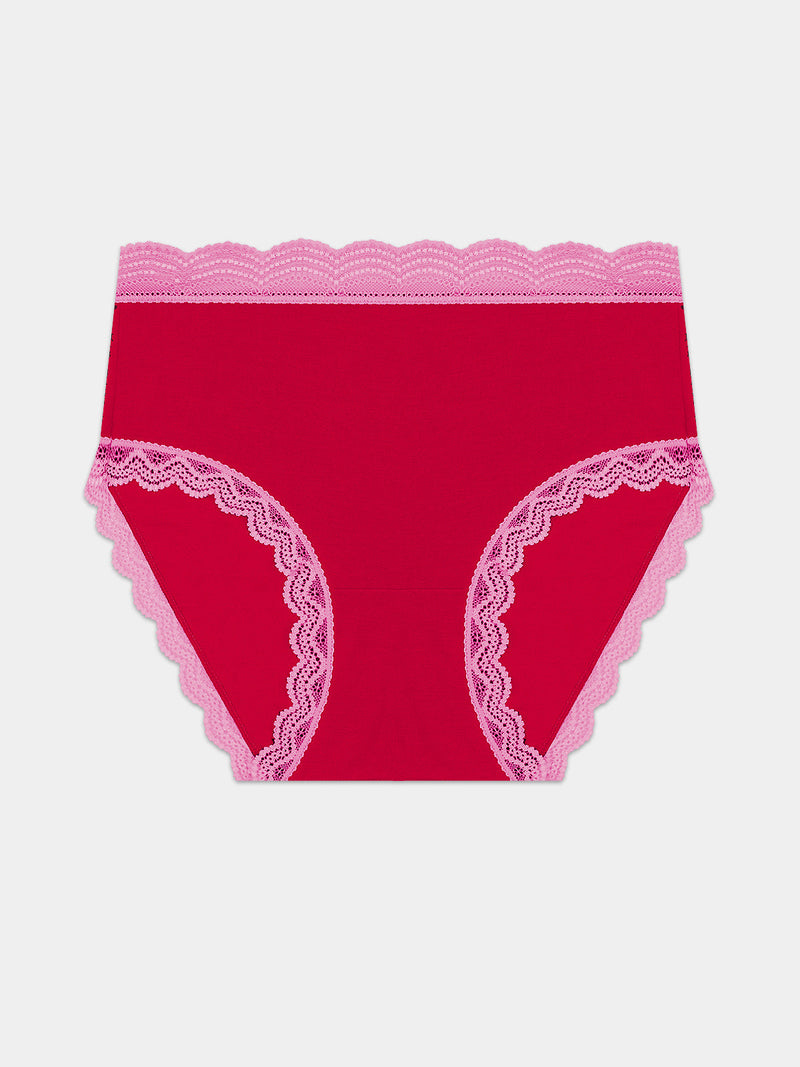 High Rise Brief- Lipstick Red & Pink Cosmos