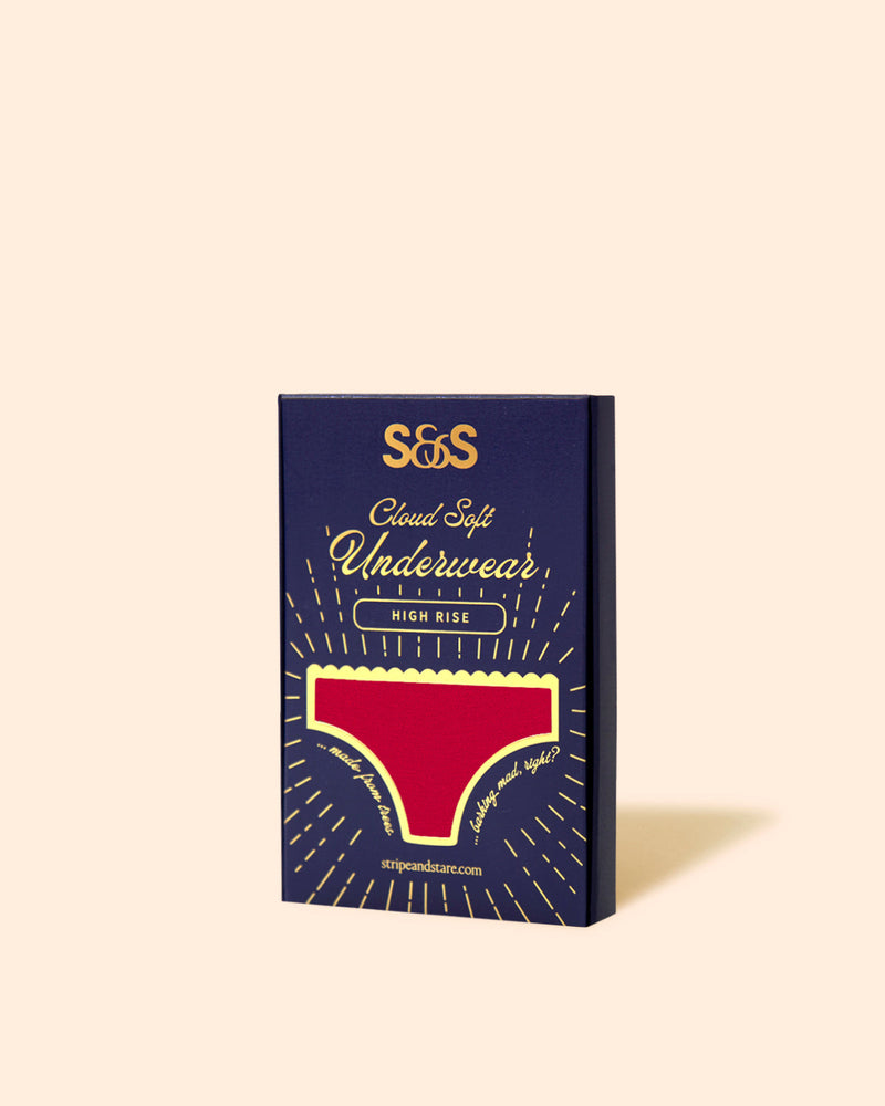 High Rise Brief- Lipstick Red & Pink Cosmos