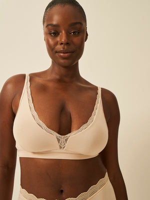 Lace Plunge Bra - Sand