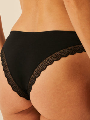ZigZag Lace Brazilian Brief - Black