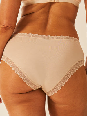ZigZag Lace High Rise Brief - Sand