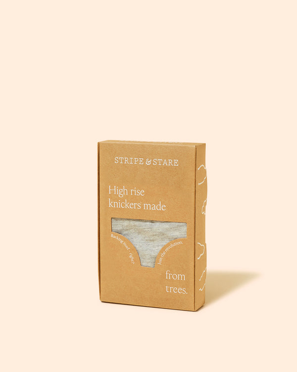 High Rise Brief - Grey Marl Stripe & Stare