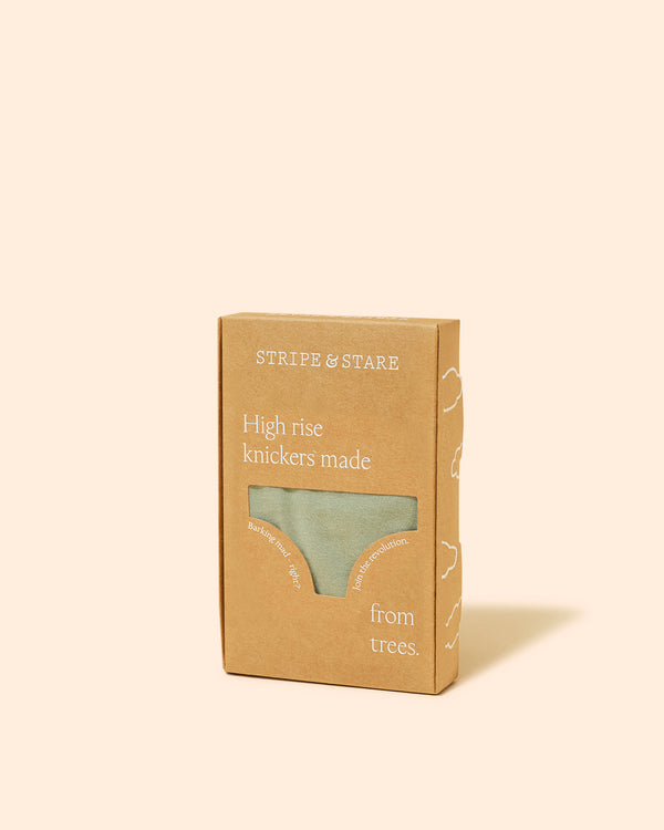 High Rise Brief - Khaki Stripe & Stare