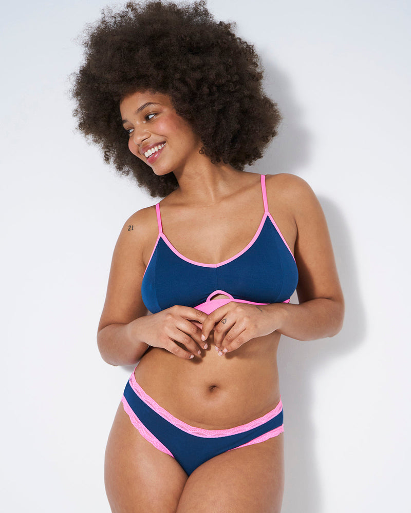 Cut Out Bralette - Midnight Neon Pink Charming Garment Enterprises Co