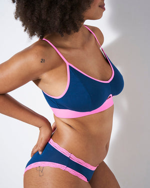 Cut-Out Bralette - Midnight Neon Pink