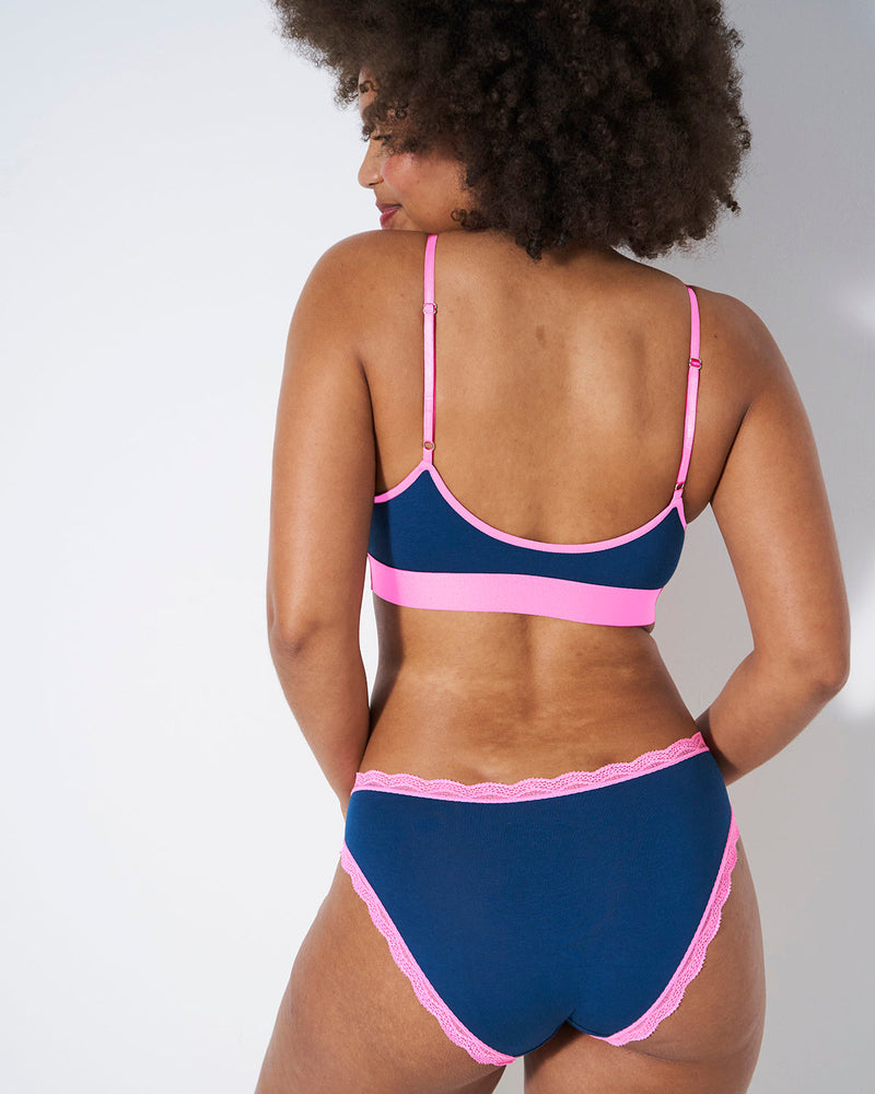 Cut Out Bralette - Midnight Neon Pink Charming Garment Enterprises Co