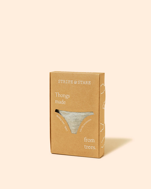 Thong - Grey Marl Stripe & Stare