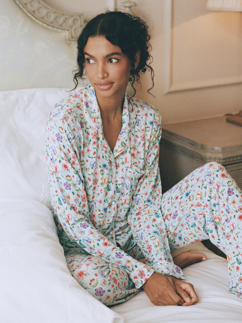 Long Pajama Set - Ethereal Wildflowers
