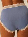 High Rise Brief  - Denim Blue & Buttercream