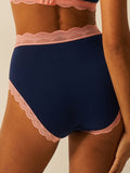 High Rise Brief  - Navy & Neon Peach