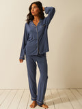 Long Pajama Set - Indigo & Buttercream