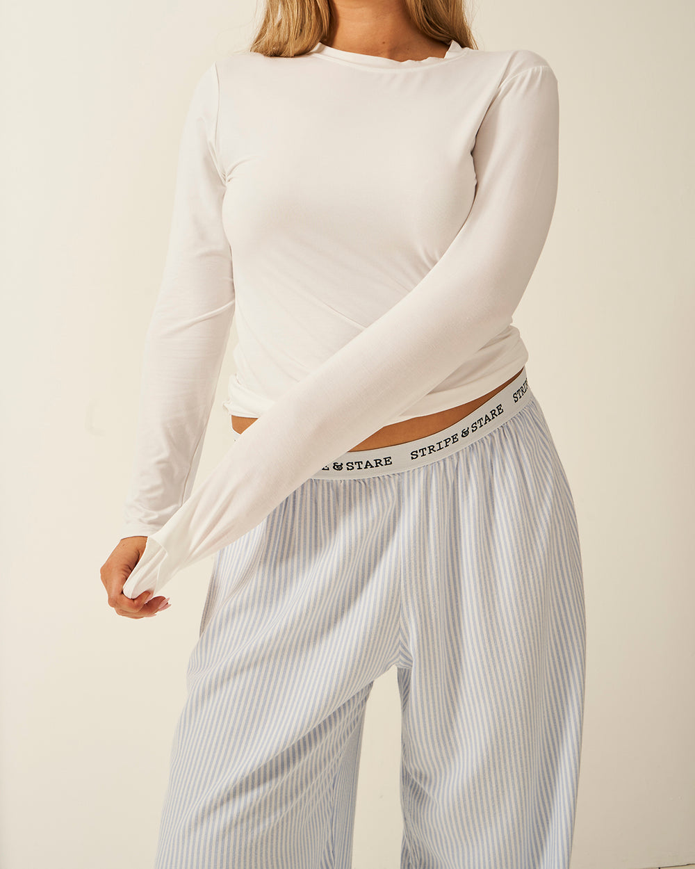 Soft Brushed Woven Pajama Bottoms - Blue Stripe Stripe & Stare