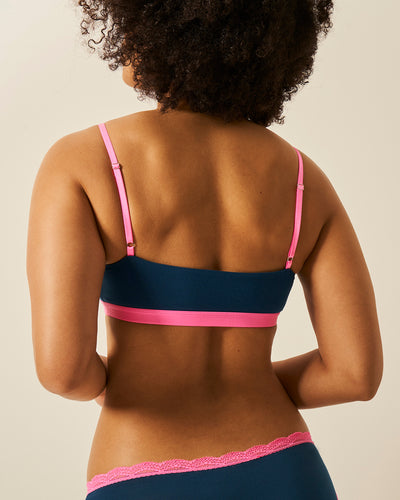 Lace Square Bra - Midnight Neon Pink Stripe & Stare