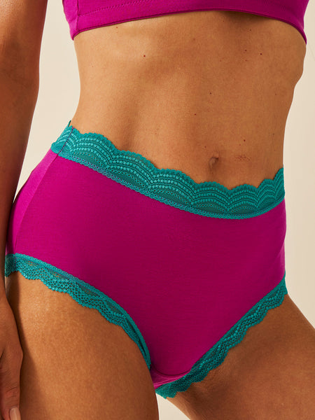 High Rise Brief - Electric Fuchsia & Teal Charming Garment Enterprises Co