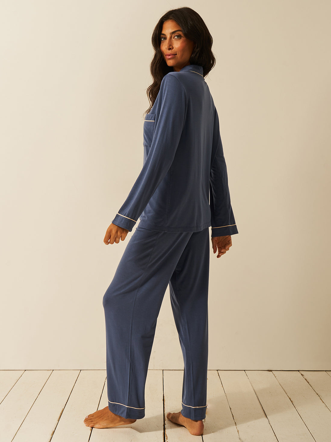 Long Pajama Set - Indigo & Buttercream