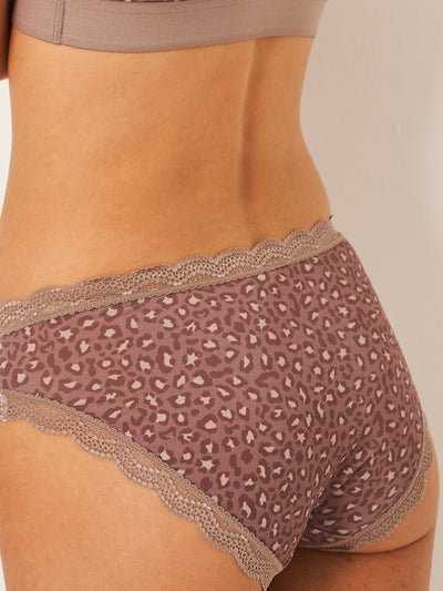 The Original Brief - Neutral Leopard Taupe Stripe & Stare