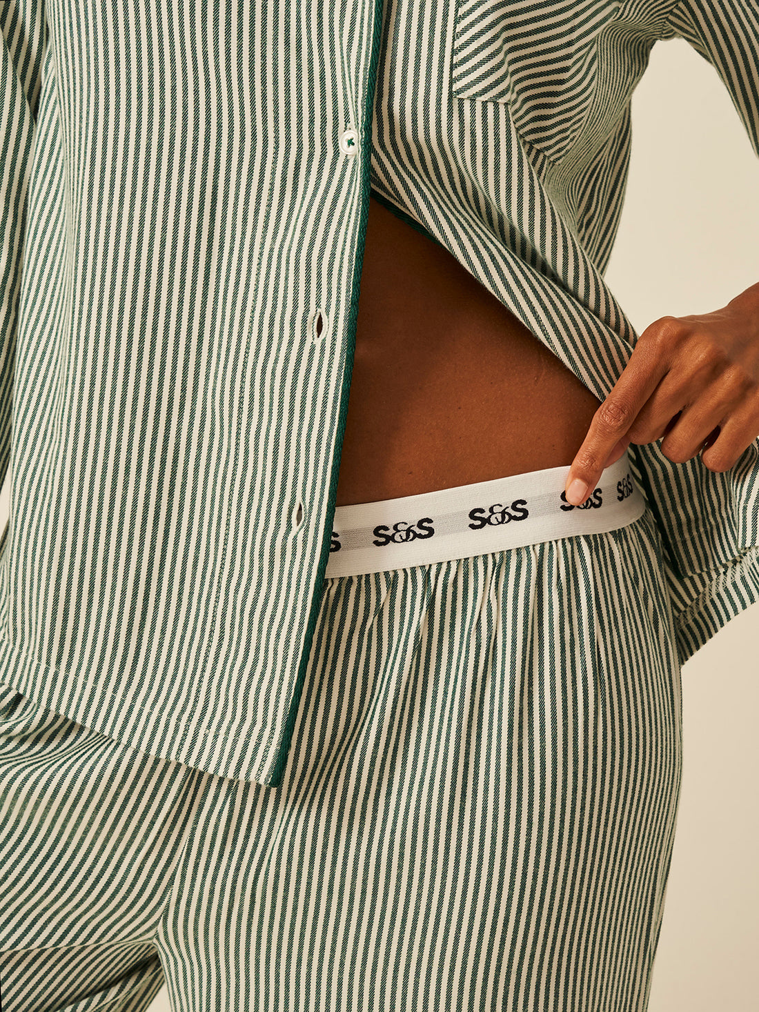 Soft Brushed Woven Pajama Bottoms - Alpine Stripe