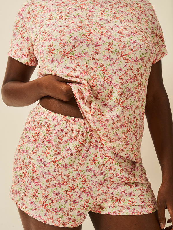 T-shirt & Short Pajama Set - Antique Floral Charming Garment Enterprises Co