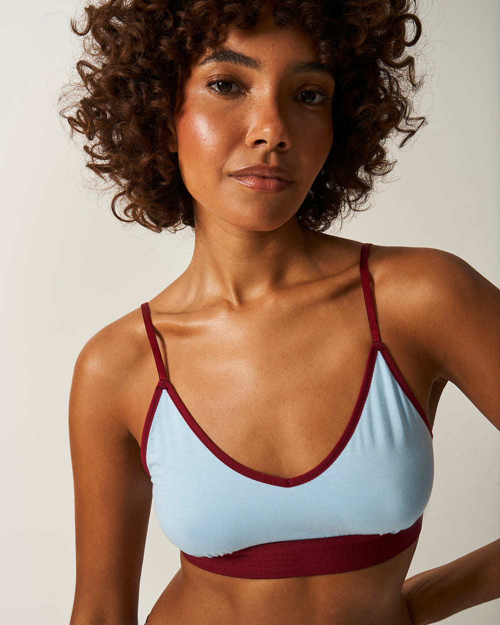 T-Shirt Bra - Aruba Blue and Rouge Stripe & Stare