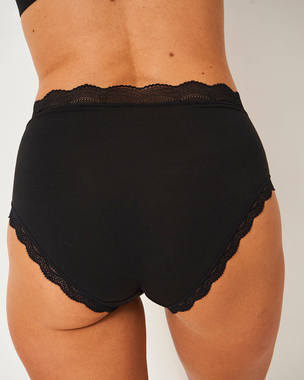 High Rise Brief - Black  Sustainable TENCEL™ Lace Underwear