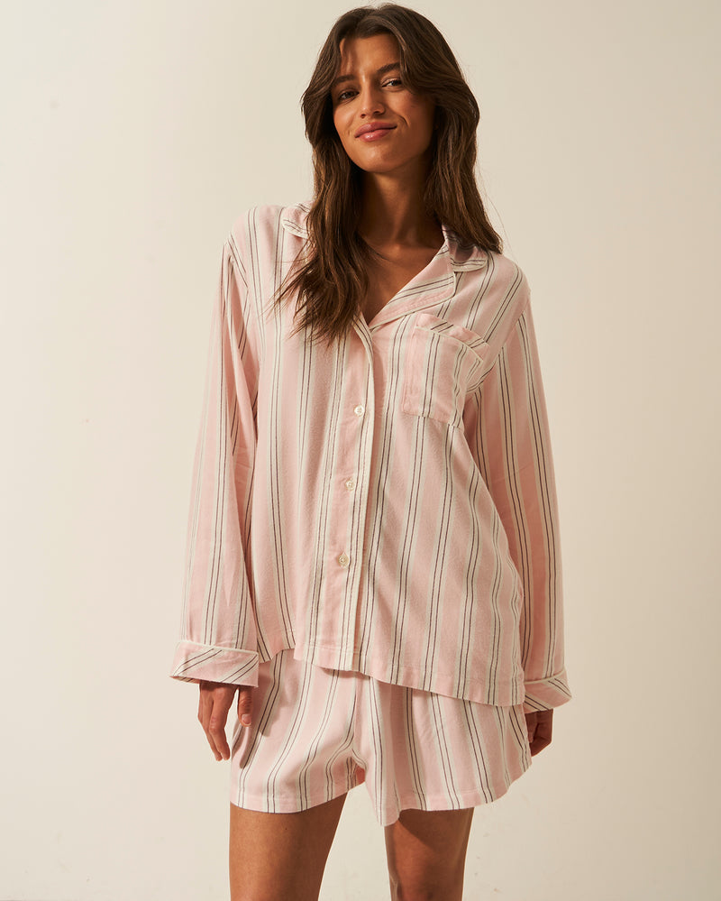 Soft Brushed Woven Pajama Shorts - Barneby Gates Pink Anjos & Lourenco