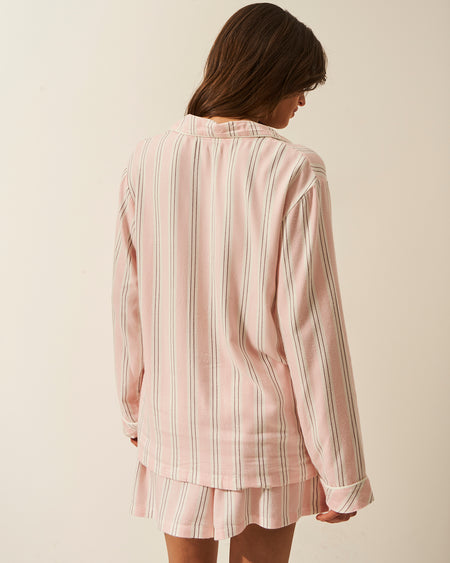 Soft Brushed Woven Pajama Top - Barneby Gates Pink Anjos & Lourenco