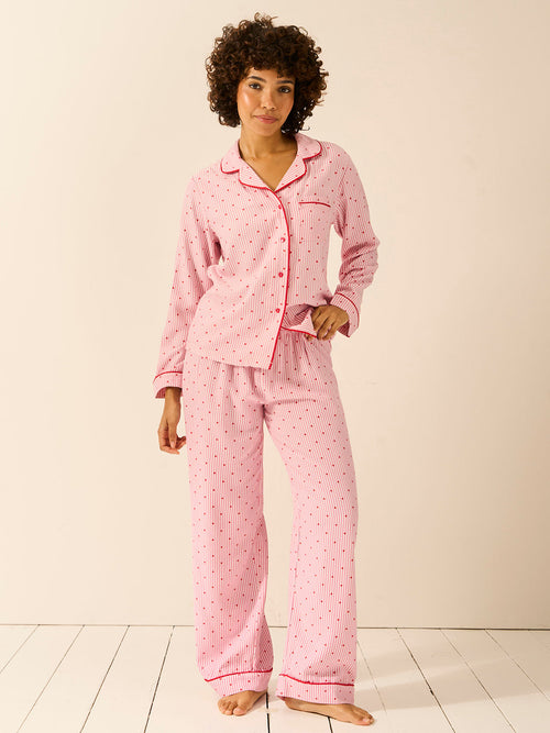 Soft Brushed Woven Pajama Bottoms - Hearts