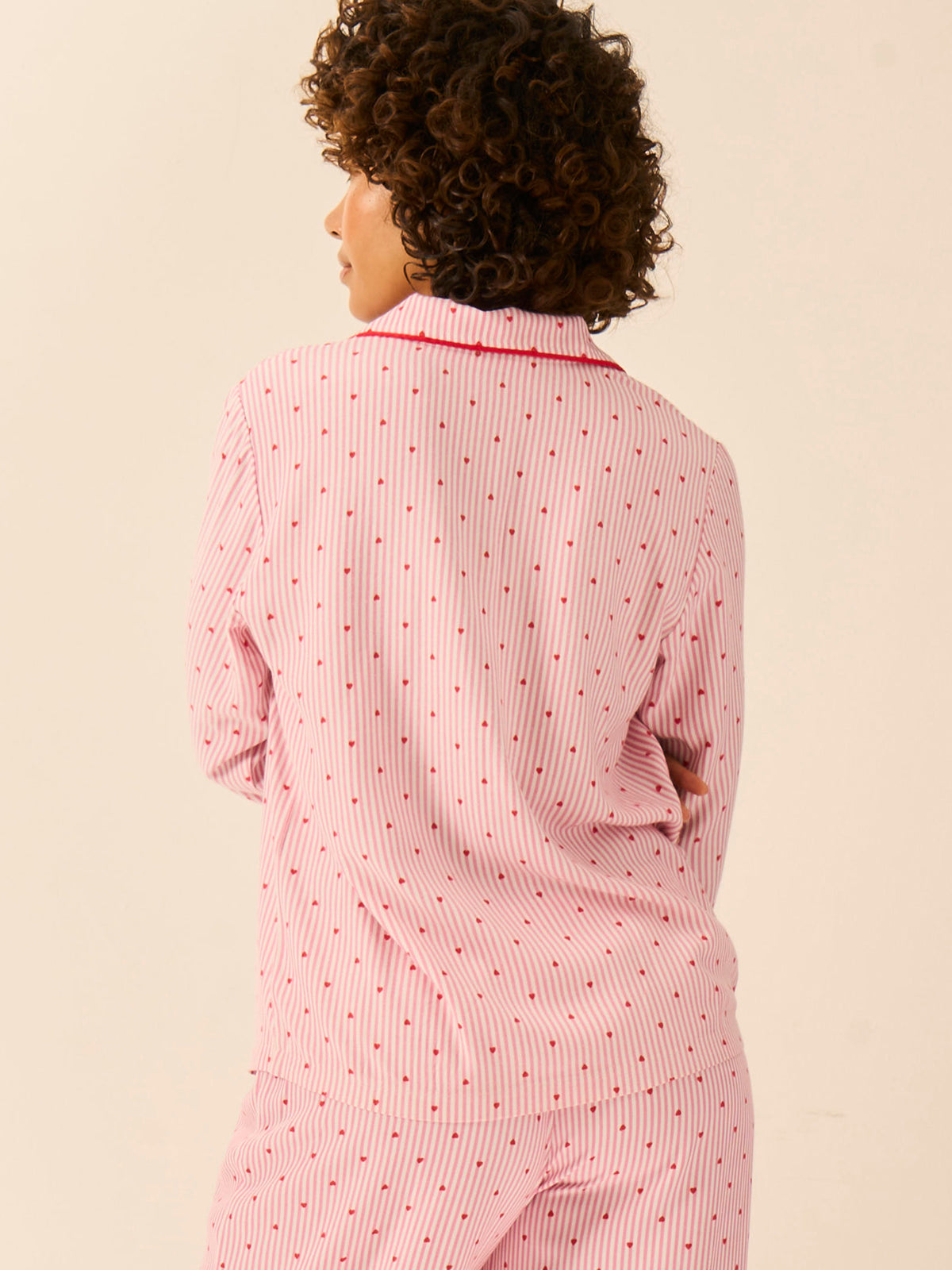 Soft Brushed Woven Pajama Top - Hearts