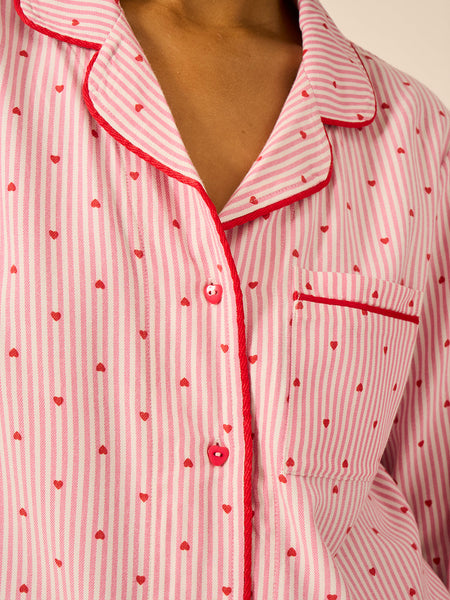 Soft Brushed Woven Pajama Top - Hearts