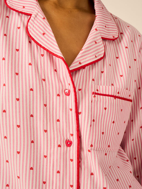 Soft Brushed Woven Pajama Top - Hearts