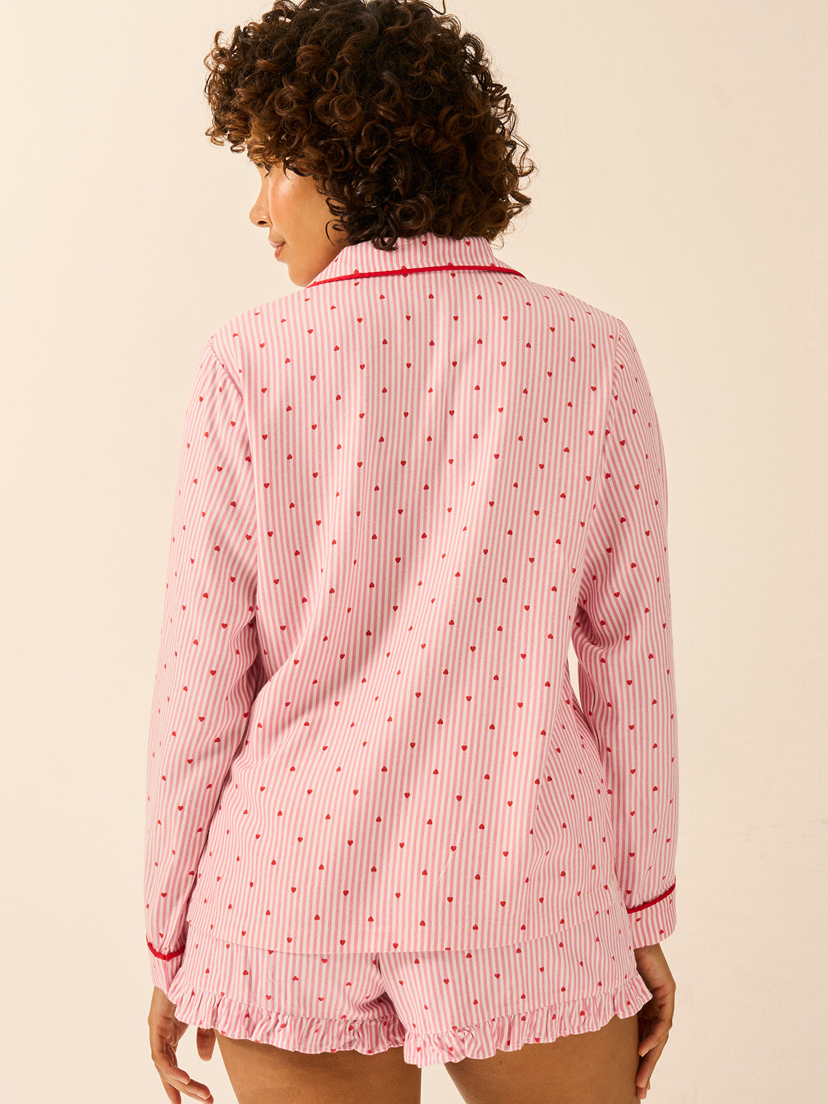 Soft Brushed Woven Frill Pajama Shorts - Hearts