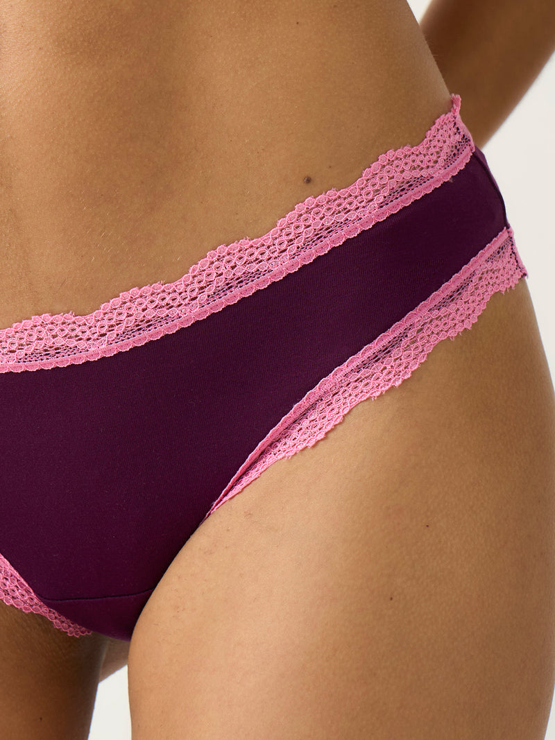 Brazilian Brief - Black Cherry & Pink Pop