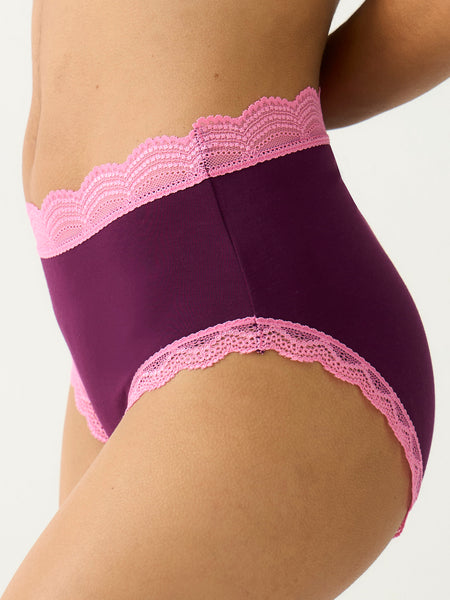 High Rise Brief - Black Cherry & Pink Pop