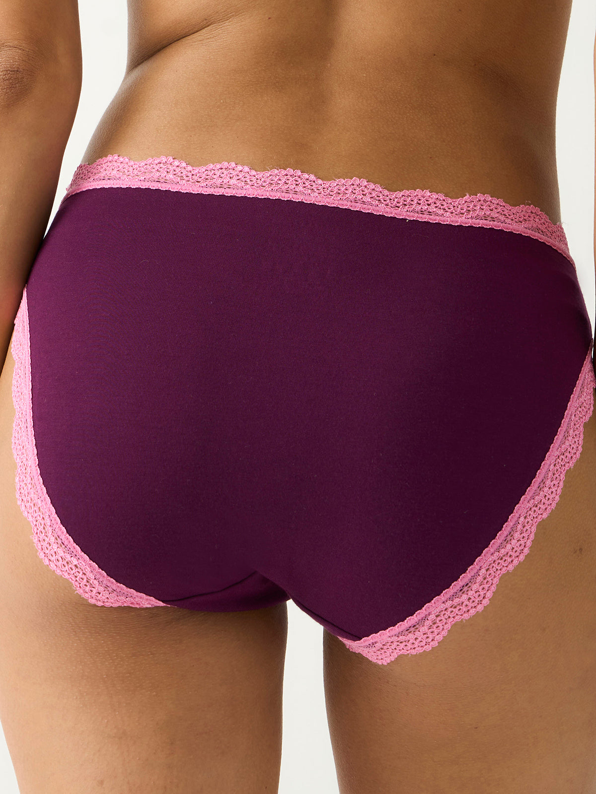 Mid Rise High Leg Brief - Black Cherry & Pop Pink
