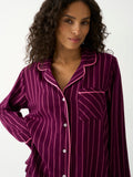 Soft Brushed Woven Pajama Top - Black Cherry & Pink Pop Stripe