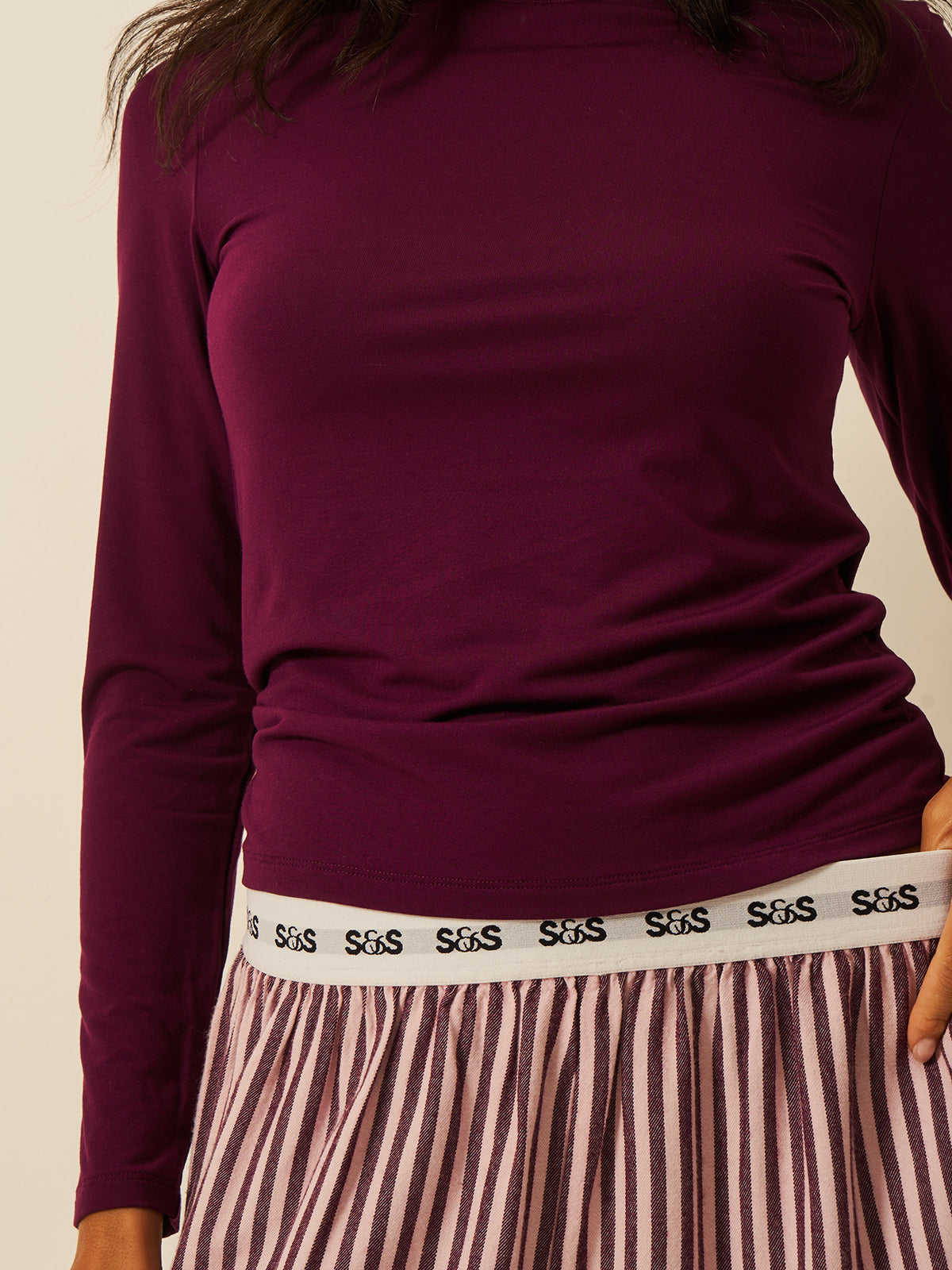Long Sleeve Under Layer Top - Black Cherry Wholegood Inter-United Ltd