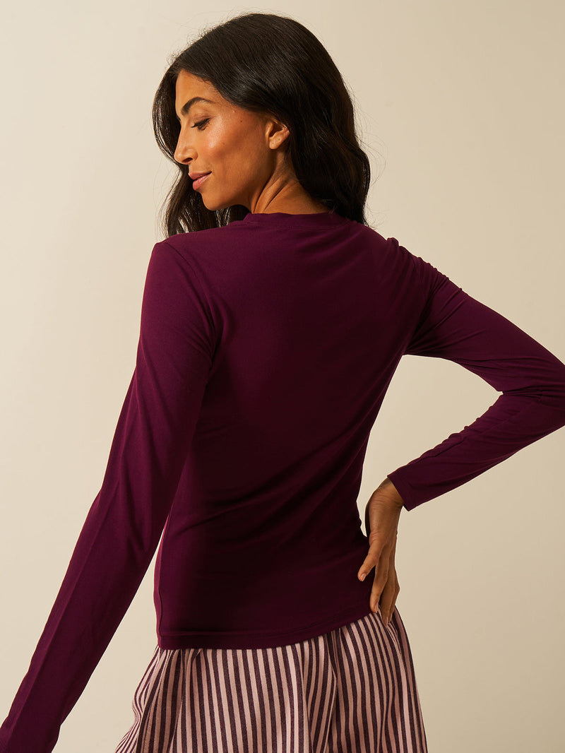 Long Sleeve Under Layer Top - Black Cherry