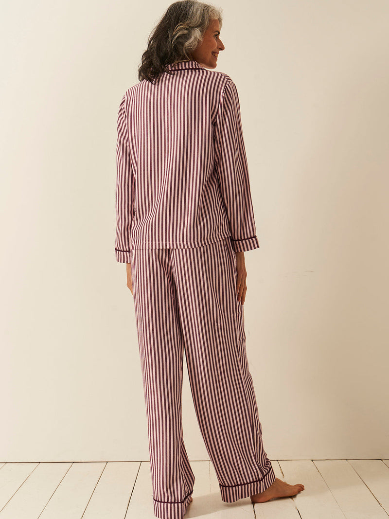 Soft Brushed Woven Pajama Bottoms - Noir Nights & Pink Stripe
