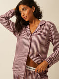 Soft Brushed Woven Pajama Top - Black Cherry