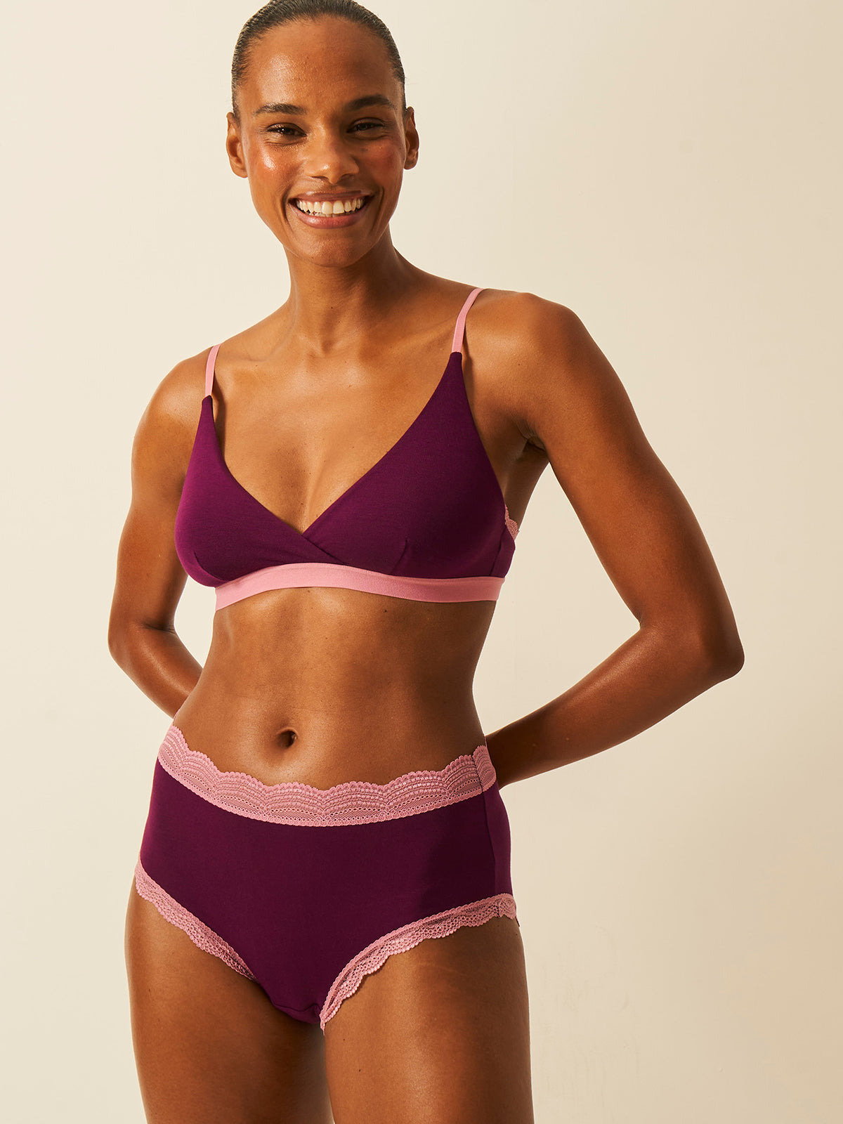 High Rise Brief - Black Cherry & Dusky Pink Wholegood Inter-United Ltd