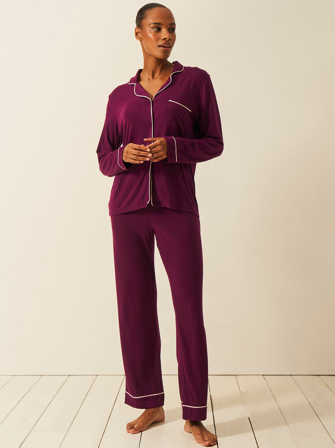 Long Pajama Set - Black Cherry