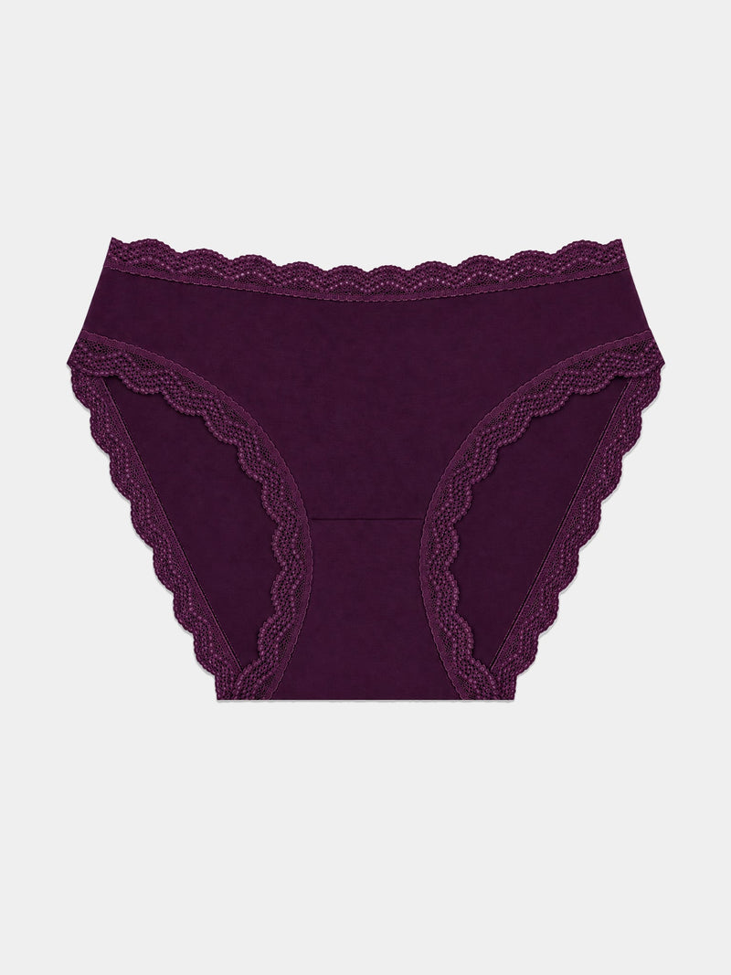 Mid Rise High Leg Brief - Black Cherry