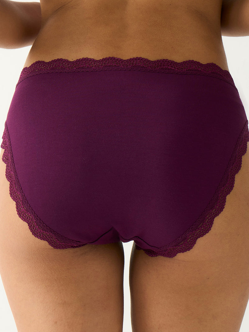 Mid Rise High Leg Brief Four Pack - Black Cherry & Olive