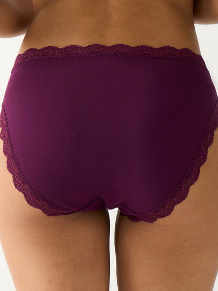 Mid Rise High Leg Brief - Black Cherry