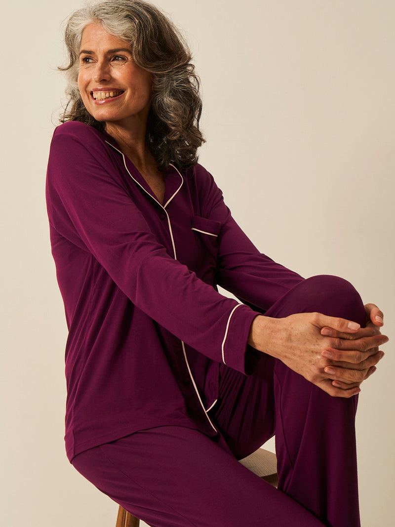 Long Pajama Set - Black Cherry