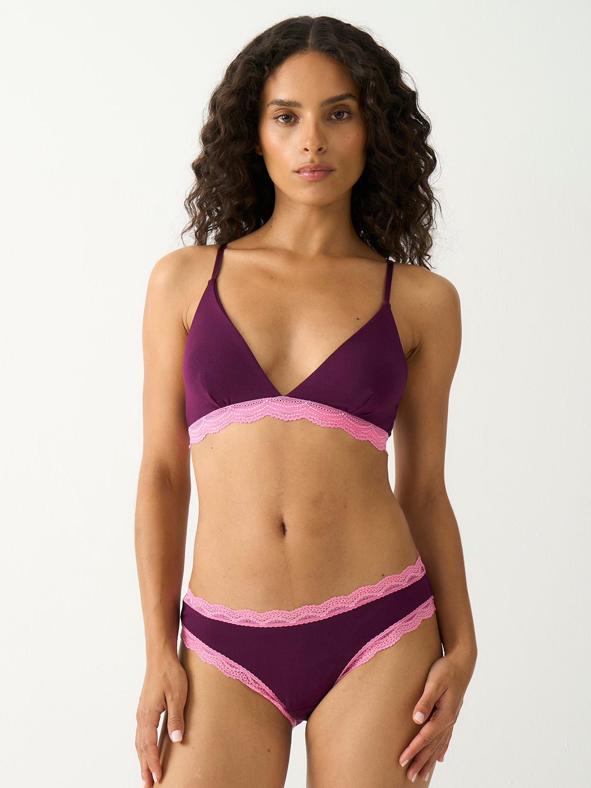 Triangle Lace Bra - Black Cherry & Pink Pop